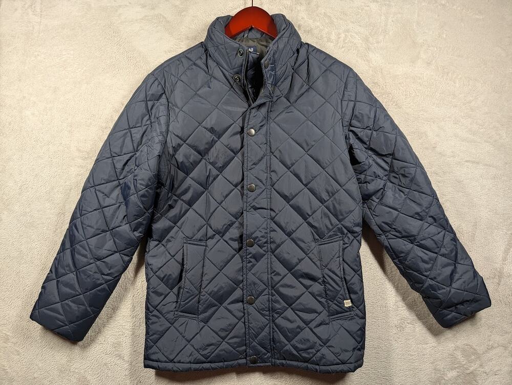 Pull&Bear Quilted Puffer Zip-Up Buttons Blue Jacket Size Small Slim Fit
